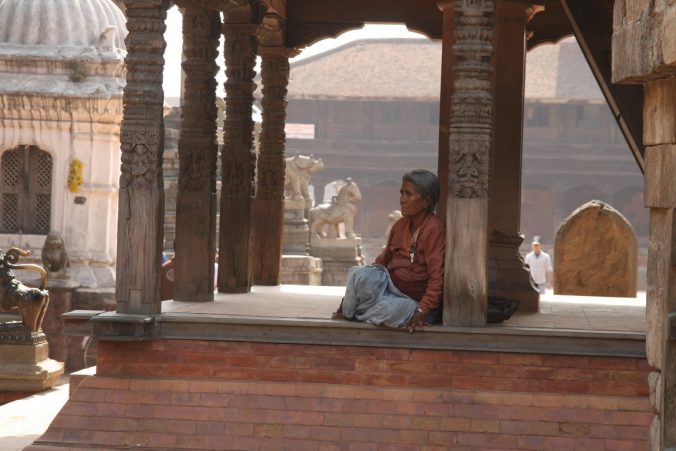 Ráno ve starobylém městě Bhaktapur.