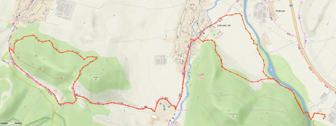 Mapa výletu na trail u Liptovského Jána.